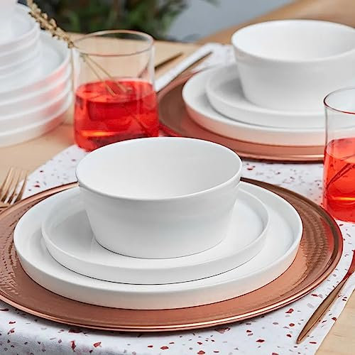 Karaca Salvare Service de table 18 pièces en porcelaine anglaise pour 6 personnes, assiettes plates, assiettes à dessert, bols à céréales/soupe, ensemble de vaisselle, gris