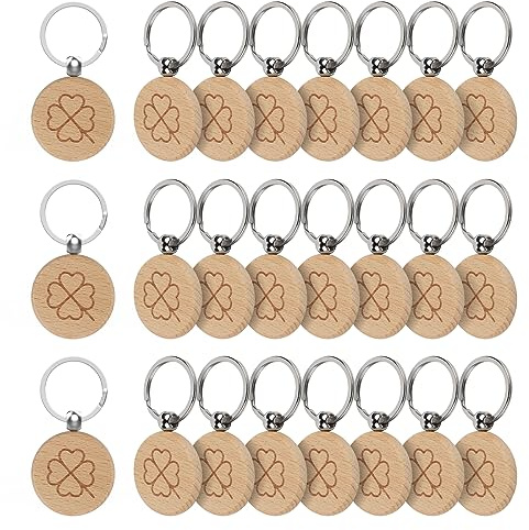 efuturetime Glücksbringer Schlüsselanhänger Kleeblatt Holz aus Laserbedruckt Schlüssel Anhänger für Dekoration Geschenke Abschiedsgeschenk