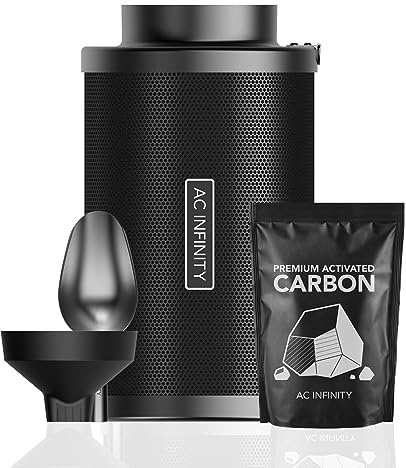 AC Infinity Kit filtro al carbone ricaricabile da 15,2 cm con ricarica aggiuntiva, spazzola per la rimozione degli odori per ventola e condotti in linea da 15,2 cm, filtro a carbone riutilizzabile per