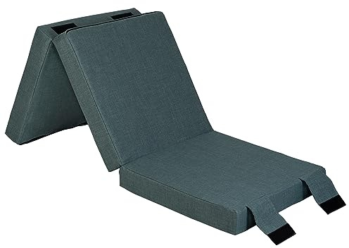 Loft 25 Matelas Pliant en Mousse Portable pour literie Simple | Poignées de Transport | Revêtement Effet Lin | Chambre à Coucher pour invités | Se replie pour Le Rangement (œuf de Cane)