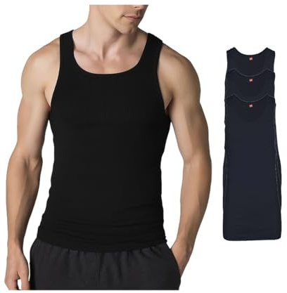 Hanes Men’s Tagless Ribbed Undershirt, Black - 3 Pack, Medium