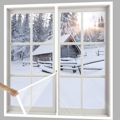 Film Isolant Autocollant pour Cuisine Fenêtre,Transparent Isolation Thermique Kit de Film D'isolation de Fenêtre,Anti Froid Découpe DIY de Survitrage Thermo Cover Fenêtre (120x180cm)