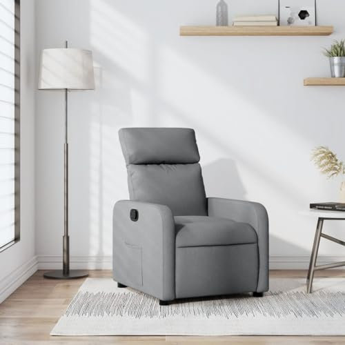 LAPOOH Relaxfåtölj ljusgrå tyg, TV-fåtölj, biosfåtölj, läsfåtölj, TV-fåtölj, öronfåtölj, armfåtölj, fåtölj, vardagsrum – 374165