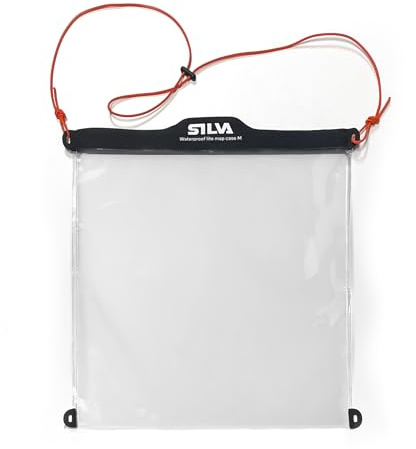 Silva wasserdichte Kartenhülle Medium Lite - 302x297 mm - Touchscreen-Kompatibel - Zip-Lock-Verschluss & Paracord-Nackenband Inklusive - 0,2 mm TPU/PU-Material - Karten Hüllen Transparent
