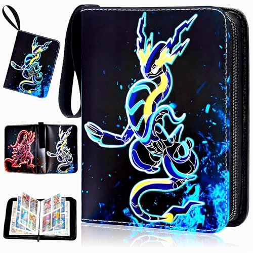 SABAN Sammelkarten Album 65 Seiten 520 Karten - Binder für Anime, Fußball, Magic, Ordner mit Reißverschluss & Abnehmbare, Tragbar Wasserdicht PU Leder - Für Kinder & Sammler