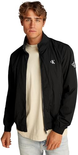 Calvin Klein Herren Windbreaker Jacke Unpadded Harrington mit Stehkragen, Schwarz (Ck Black), XL