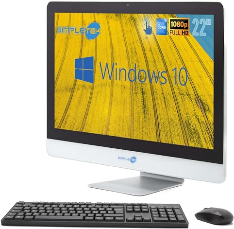 SIMPLETEK All in One AiO Touch Screen | 22” Full HD Core i5 2500T 2.3GHz Windows 10 Pro | 4GB RAM SSD 480GB | Webcam Schermo touch Speaker interni + Mouse e tastiera Wireless | Computer Aziendale