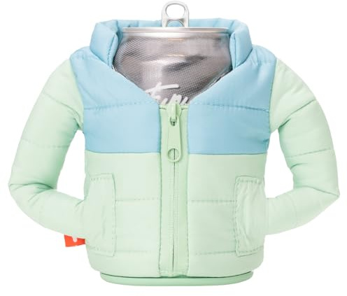 Puffin - The Puffy Jacket - Insulated 12 oz Can Cooler I Beer Bottle & Soda Can Insulator, Keep Drinks and Beverages Cold - Seafoam & Crater Blue