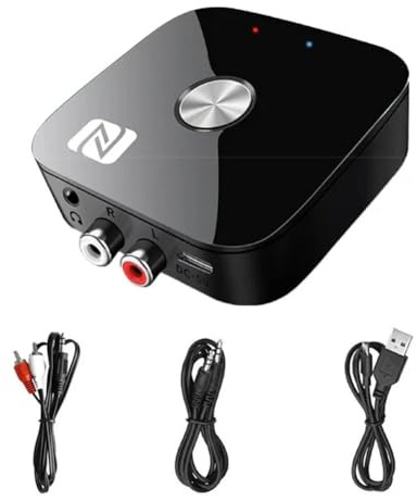 Ggnaxivs Ricevitore Audio Bluetooth 5.3 NFC Adattatore Bluetooth AUX da 3,5 mm per Ricevitore Stereo Durevole
