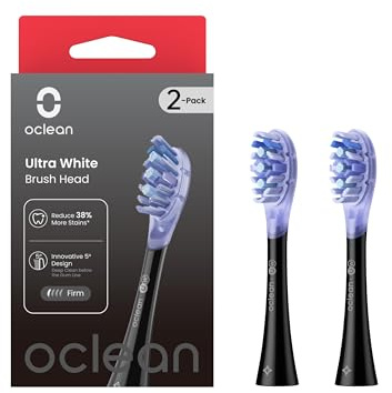 Oclean Ultra White Bürstenkopf 2 stück, Starke Reinigungskraft mit Poliergummiring, Weicher Gummi Ersatzbürstenkopf mit Zungenreiniger für Oclean elektrische Zahnbürste