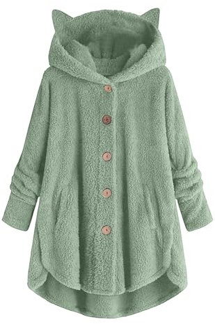 Kapuzenmantel Damen Lang: Fleecemantel Damen Lang Mit Kapuze Oversize Bequem Wintermantel Elegant Strickmantel Einfarbig Kuscheljacke Lange Kapuzenpullover Flauschig Sweatjacke Kawaii Plüschjacke