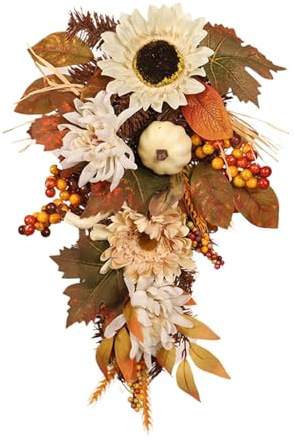 Fall Wreath For Front Door, Autumn Door Wreaths Outdoor, Artificial Flowers Autumn Garland Decor, Halloween Wreath Front Door, Autumn Door Wreath For window Wall, Table Centre Piece Decoration