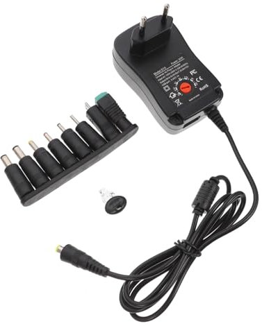 Housoutil Adaptador Electrónico Multivoltaje 30w 8 Salidas CC para Dispositivos Electrónicos, Uso Doméstico y Oficina, Compatible Ac100-240v, Diseño Compacto Negro