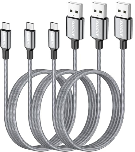 SUNGUY Micro USB Kabel, [1 m 3Stück] Nylon Braided 18 W Micro USB Ladekabel Schnellladekabel für Galaxy S7 Edge, Xperia Z5