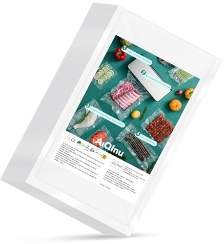 AiQInu Sacchetti Sottovuoto per Alimenti 50 Buste, 15cm x 25cm Buste Sottovuoto Alimenti, Senza BPA, Riutilizzabile, Robusto e Durevole, per La Conservazione Degli Alimenti e La Cottura Sottovuoto
