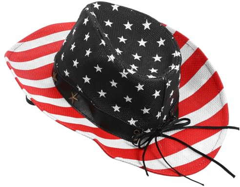 Alasum Wasserfester Denim Hut mit Patriotischem Stern Design 56-60cm Kopfumfang Einfach und Auszuziehen für Party und Nationalfeier