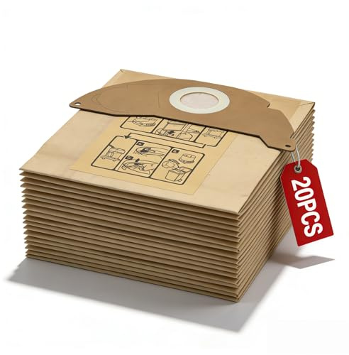 HIYOUNG 20 bolsas de aspiradora para Kärcher WD2, bolsas de filtro WD2 Premium MV2 WD 2.200 hasta WD 2.550 bolsas de papel A2004 A2054 A2099 Paperbags 6.904-322.0