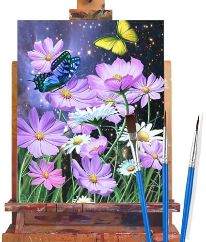 Malen Nach Zahlen Erwachsene Schmetterling,Blume Malen Nach Zahlen DIY set Handgemalt Ölgemälde,Mit Pinseln und Acrylfarbe,Bastelset Erwachsene Frauen für Geschenke und Home Wand Dekor 90x120cm C68