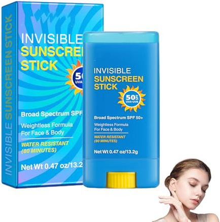 Sonnenschutz Stick SPF 50+, Unsichtbarer Sonnenschutz für Gesicht & Körper, Wasserfester Sunscreen Stick mit LSF 50, Nicht Fettende Sonnencreme Gesicht 50, Moisturizer für Alle Hauttypen