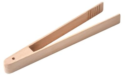 Mikinona Pince Cuisine en Bois de Hêtre pour Toaster et Servir, Longue Prise Facile, Résistante Lave-vaisselle, pour Cuisson et Salade