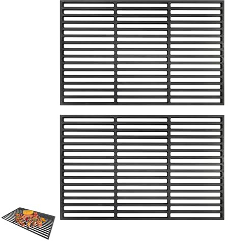 QEENTOE 2er Set Gussrost Gusseisen 42x28cm Grillrost Zubehör Grillaufsatz ErsatzteilErsatzrost Grillgitter Set Grillzubehör für BBQ Holzkohlegrill