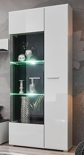 EURO-MOEBEL Moderne Vitrine SOLIDO Twin - Weiß Hochglanz