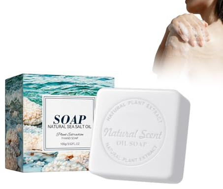 Natural Natürliche Meersalzseife, 100 G Naturseife Meersalz Seife Anti-Cellulite-Seife Akne Seife Natürliche Meersalz-Körperseife Gegen Akne Pickel Und Unreine Haut, Glatte Körperhaut