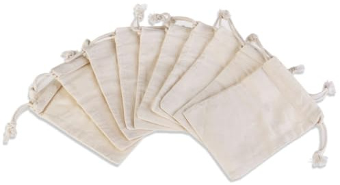 PLAFOPE 10 Stück Baumwollbeutel 10 X 14,5cm mit Kordelzug Kleine Geschenktüten für Hochzeiten Schmuckbeutel Wiederverwendbar Dekoration für Feste und Partys