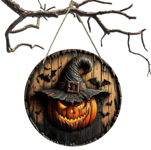 Hitburu Cartel De Halloween Para Puerta Principal | Colgador Esqueleto Pared,Decoración Vintage De Halloween Para Jardín, Dormitorio, Sala De Estar,