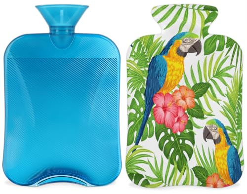 Borsa dell'acqua calda con coperchio, 2 l, per alleviare il dolore, collo morbido e spalle, mani e piedi, impacco caldo e freddo, per adulti e bambini