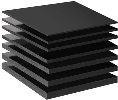 TIHONORI Feuille Plastique Polypropylène Noire Rigide 8mm – Plaque Épaisse pour Plans de Travail, Supports Lourds, Constructions sur Mesure,20×50cm