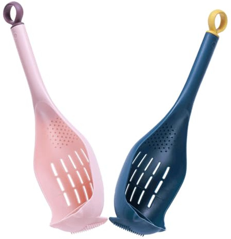 Toyvian 2 Piezas Coladors De Cocina Mango Colador De Alimentos Cuchara Coladora De Plástico Para Servir Para Lavar Verduras y Frutas