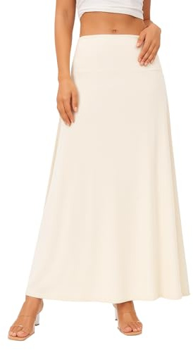 Adigaber Lång kjol för damer elastisk full längd dam hög midja maxi yogakjol, BEIgE, M