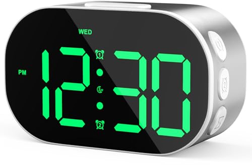 Ayybboo Aluminium Digital Alarm Clock for Bedroom and Travel | Large Clear Digits, Adjustable Brightness and Volume,Snooze Mode, 12/24 Hour Format,USB and Battery Operated