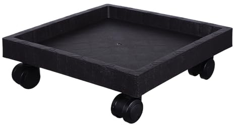 Levemolo Carrello per Piante Ruote Extra-Large, Supporto per Vaso Quadrato in Finto Cemento, Vassoio Portavasi per Balconi e Ambienti Interni