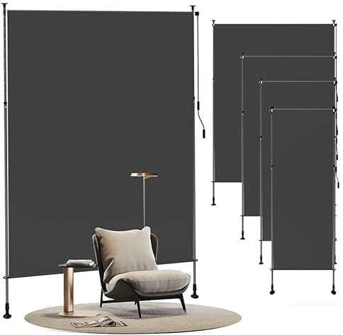 Aufun Senkrechtmarkise Balkon 120x310 cm, Klemmmarkise außen ohne Bohren, Ausziehbar & Blickdicht, Vertikalrollo mit Handkurbel, Sichtschutz, Wind- und Sonnenschutz für Terrasse & Garten, Dunkelgrau