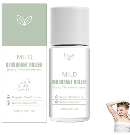 Mild Roll On Deodorant, Roll On Deodorant Womens, Quick-Dry Breathable Deodorant Roller, Natural Fragrance Protection for Underarm Neck Shoulder Multi-Part Skin Care (1PC)