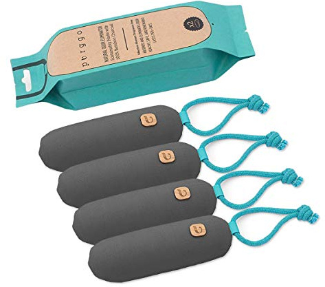 PURGGO Bolsa purificadora de aire de carbón de bambú, dura más de 365 días, desodorante de zapatos, eliminador de olores, sin productos químicos, ambientador para zapatos y armario, elimina el olor de