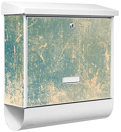 banjado® Burgwächter Briefkasten Weiß 38x39x12cm mit Motiv Patina Grün/Briefkasten mit Zeitungsfach/Briefkasten mit Zeitungsrolle/Postkasten inkl. Montagematerial & 2 Schlüsseln