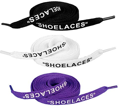 Daimay 3 Paare Schnürsenkel Text gedruckte Flache Schnürsenkel Ersatzschnürsenkel für Sneakers Schnürsenkel Swap - 1,2 M