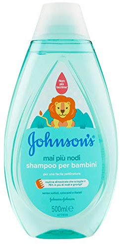 Johnson's Baby Mai Più Nodi Shampoo bambini districante e detergente, Shampoo neonati con formula Non Più Lacrime, Per capelli lunghi o ricci che scioglie i nodi, 500 ml