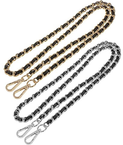 Zuzer Taschenkette,2pcs Kette Trageriemen Gold Silber 120cm Kettenriemen Metall Ersatz Schulterriemen Tragegurt für Damen Handtaschen Umhängetasche Geldbeutel