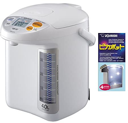 Zojirushi CD-LFC40 Micom Water Boiler and Warmer (135 oz, White) with 4 Packs of Descaling Agent Bundle (2 Items)