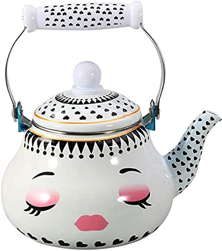 ZHANGZONG Bouilloire INOX Théière en Fonte Bouilloire sifflante Bouilloire Vintage Bouilloire/théière en émail en Forme de Poire en céramique 2L, Bouilloire Design Mignon avec poignée Anti-brû
