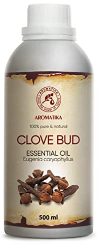 Ätherisches Nelkenöl 500ml - Eugenia Caryophyllus - Gewürznelke Naturrein - Aromaöl Nelken für Aromatherapie in Diffusers und Duftlampen - Nelkenblütenöl für Seifenherstellung - Haut & Haare