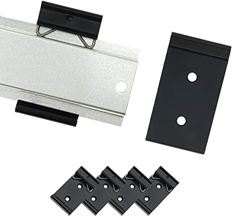 Clip universale per montaggio su guida DIN da 1,08 di larghezza, staffe di montaggio su guida DIN, morsetto fisso in lega di alluminio, clip per relè a stato solido per guida DIN da 35 mm, nero,