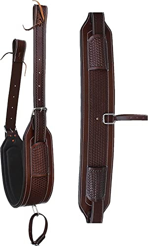 Equitack Western Tooled Gepolstertes Leder-Rückseite, Flankenrückseite, Cinch-Billets (Leder)