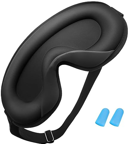 RZMZBY Mascherina per Dormire in Seta di Ghiaccio,Copri Occhi,Mascherine Notte con Cinturino Regolabile,Traspirante,per il Sonno, Pisolino, Meditazione, Viaggi(Nero)