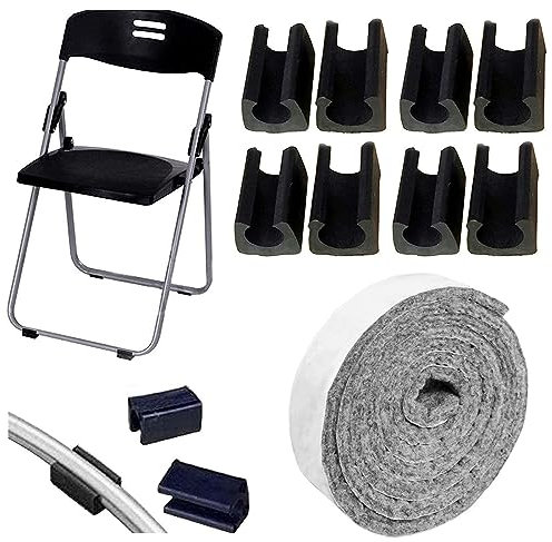 24 Stück Kunststoff Klemmschalengleiter Mit Filzauflage Stuhlgleiter Für Freischwinger Stuhlgleiter Bodenschongleiter Silencer Möbelgleiter Für Runde Rohre (12mm,Schwarz)