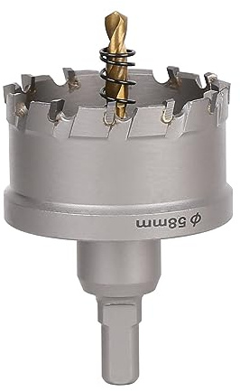 Vearter 58mm Scie Cloche en Métal, Carbure Tungstène Coupeur TCT Trou avec Foret de Centrage, pour Acier Inoxydable, Alliage, Cuivre, Fer, Plastique, Fibre de Verre